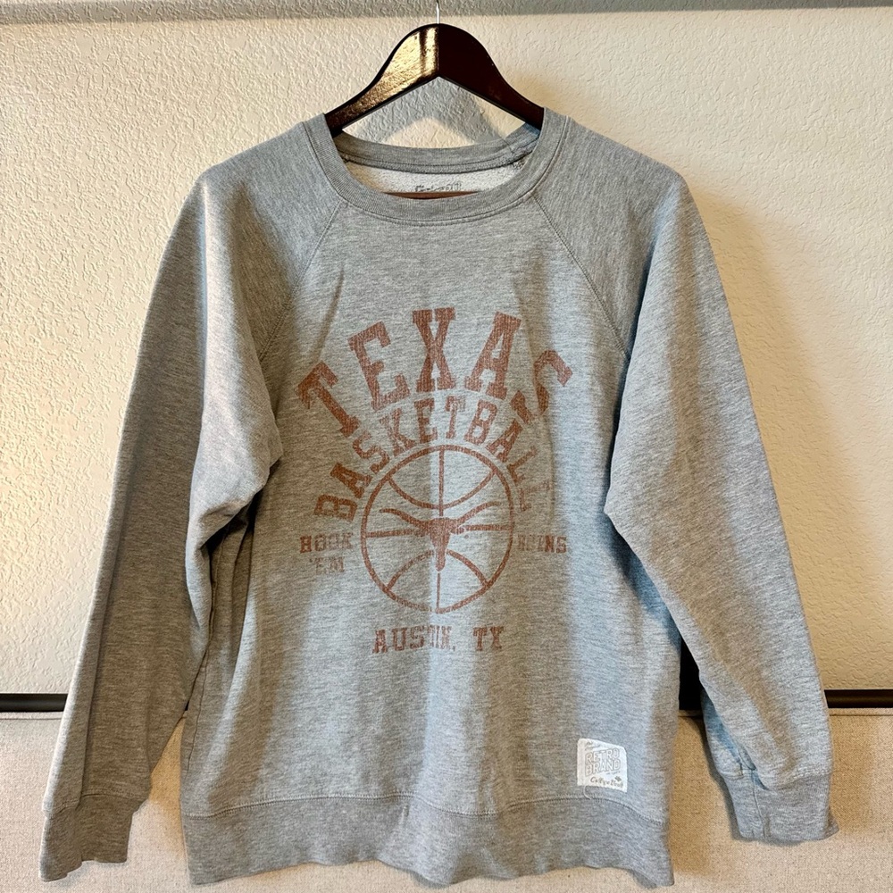 Retro Brand Texas Longhorns Basketball Gray Sweatshirt NCAA College Fan Apparel